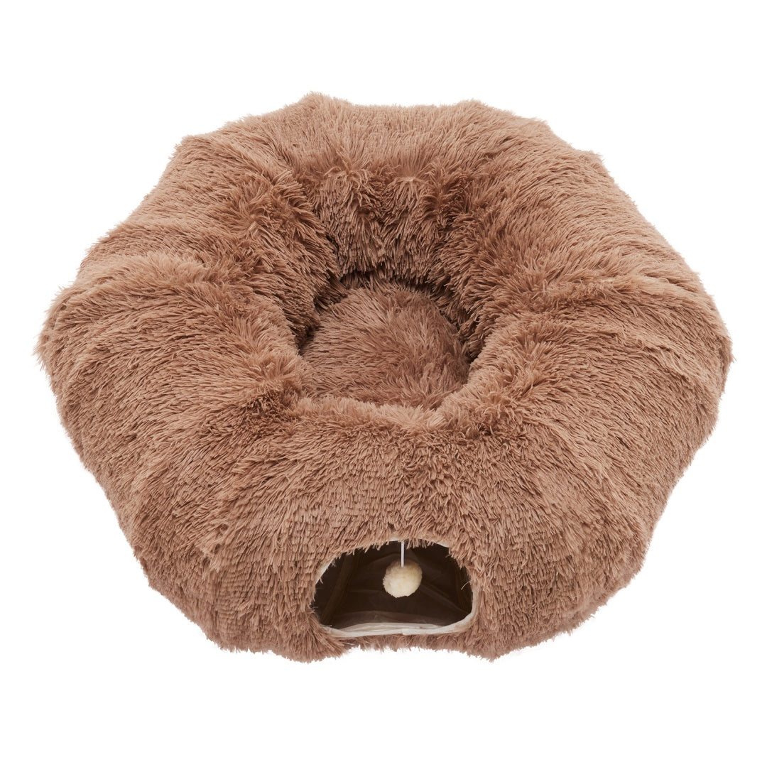 Cat Tunnel Bed For Indoor, Soft Plush Peekaboo Cat Cave Donut Tunnel, For Cats Kittens, Rabbit - Nook & Nest