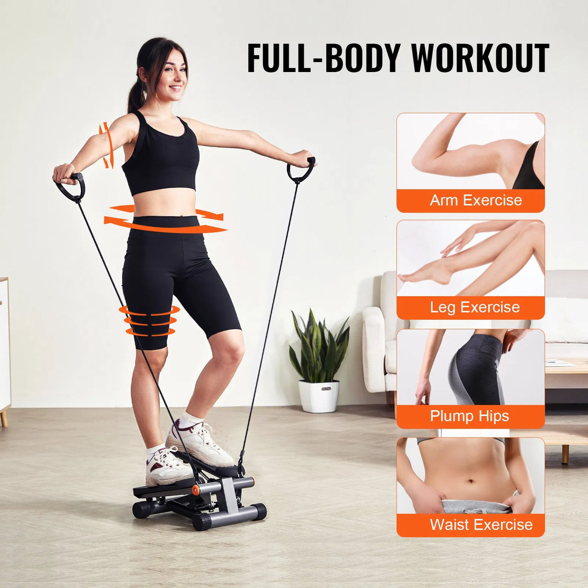 Hydraulic Mini Stair Stepper, with Resistance Band - Nook & Nest