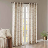 Grommet Curtain Panel – Fretwork Print, 50″×84″, Beige & Grey, Sold In - Nook & Nest