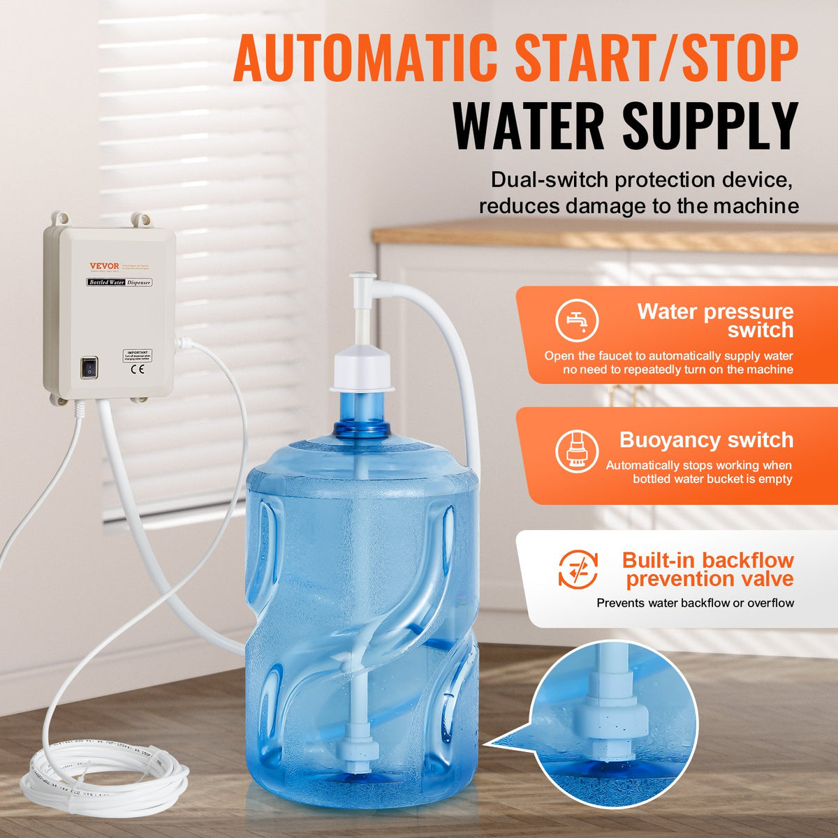 Electric Water Pump Dispenser for 5 Gallon Bottles - Automatic & Versatile - Nook & Nest
