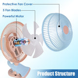 8.66-Inch Clip-On Fan with 2 Speeds and Oscillation - Nook & Nest