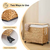 3-Section Rolling Laundry Hamper with Lid & Wheels – 160L, Pre-Sort De - Nook & Nest