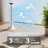 White 36-Inch Oscillating Tower Fan with Remote - Nook & Nest