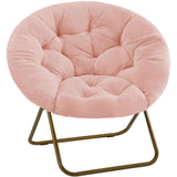 Folding Chair – Padded Accent Seat, Gray, Pink & White - Nook & Nest