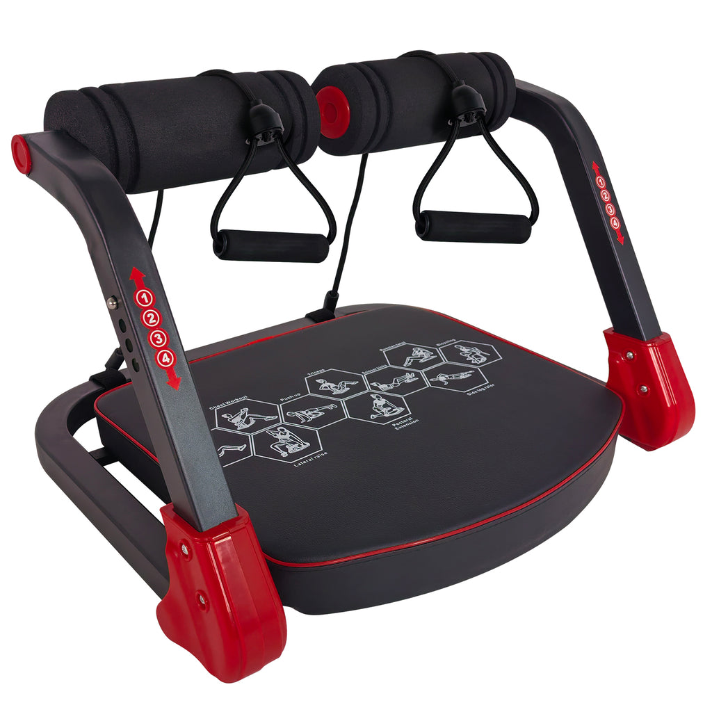 Ab Core Trainer Abdominal Machine For Home Gym With Resistance Bands Red - Nook & Nest