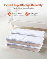 Under Bed Storage Bins with Wheels – 4-Pack, 360° Lockable Wheels, Sna - Nook & Nest
