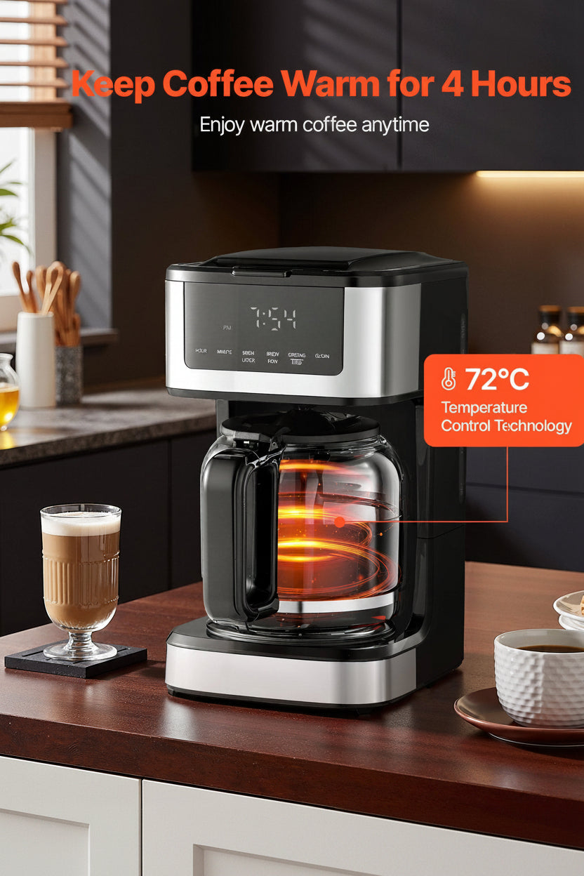 Programmable Coffee Maker, 12 Cup Programmable Drip Coffee Makers With Touch Screen, 4-Hour Keep Warm Coffee Makers Drips, 2 Brew Strengths Drip Coffee Machine For Home, 24-Hour Programmable - Nook & Nest