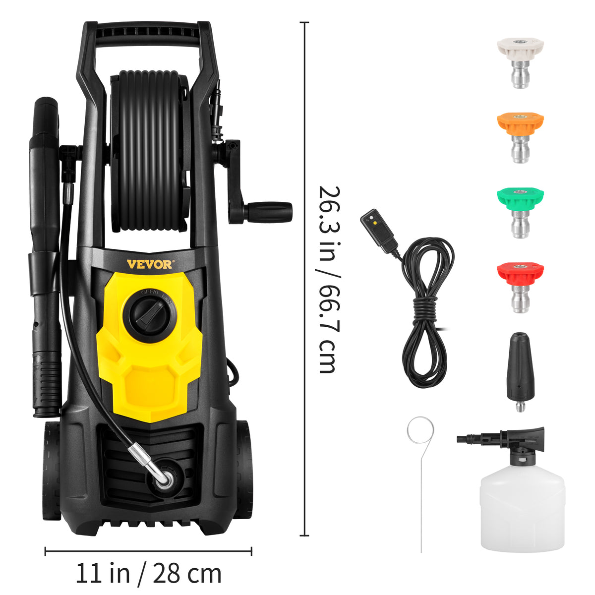 Electric Pressure Washer, 2000 PSI, Max. 1.76 GPM Power Washer W 30 Ft Hose, 5 Quick Connect Nozzles, Foam Cannon - Nook & Nest