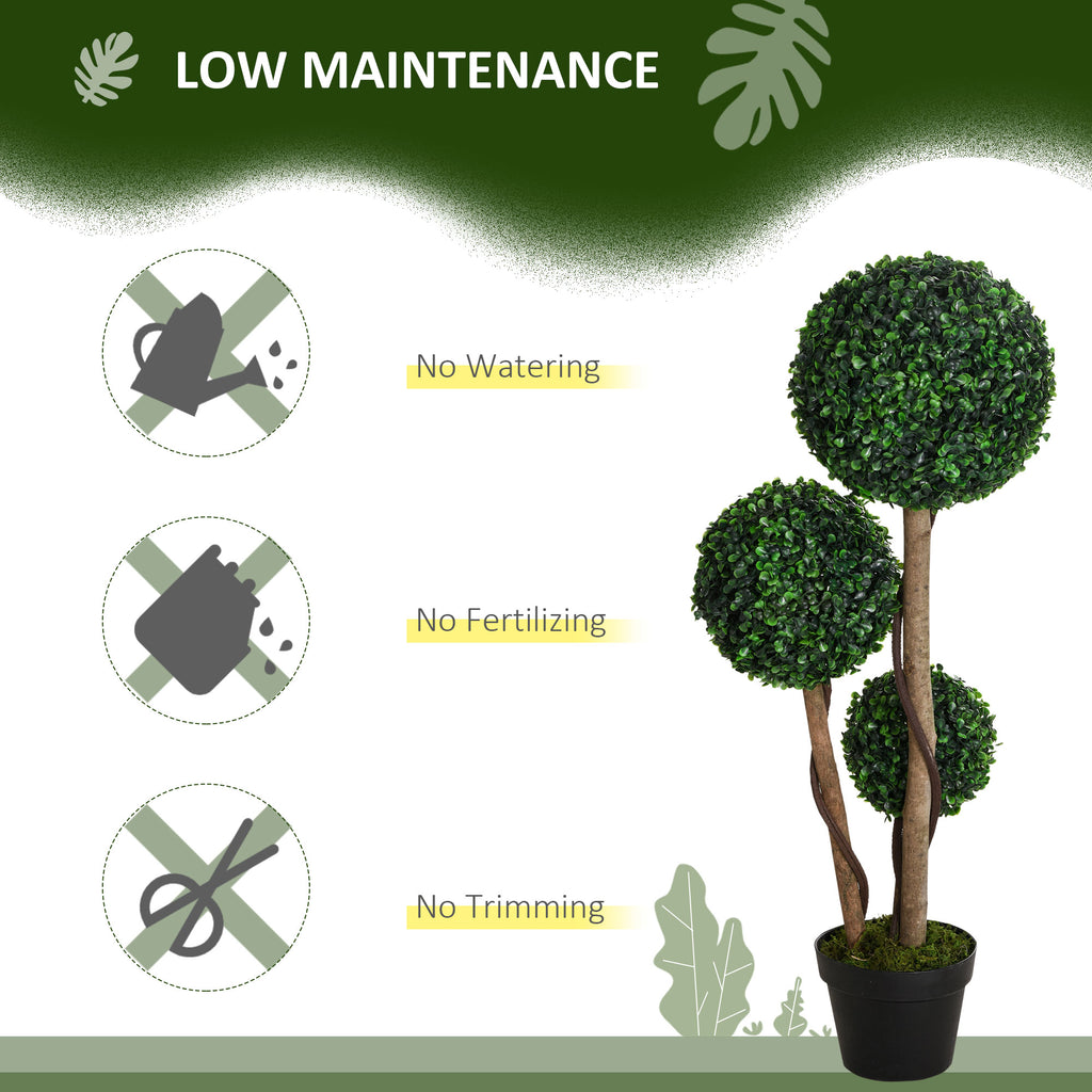 Plant for Home Decor Indoor & Outdoor Plants, Tree in Pot, 3 Ball Boxwood Topiary Tree for Home Office, Living Room Decor, Dark Green - Nook & Nest