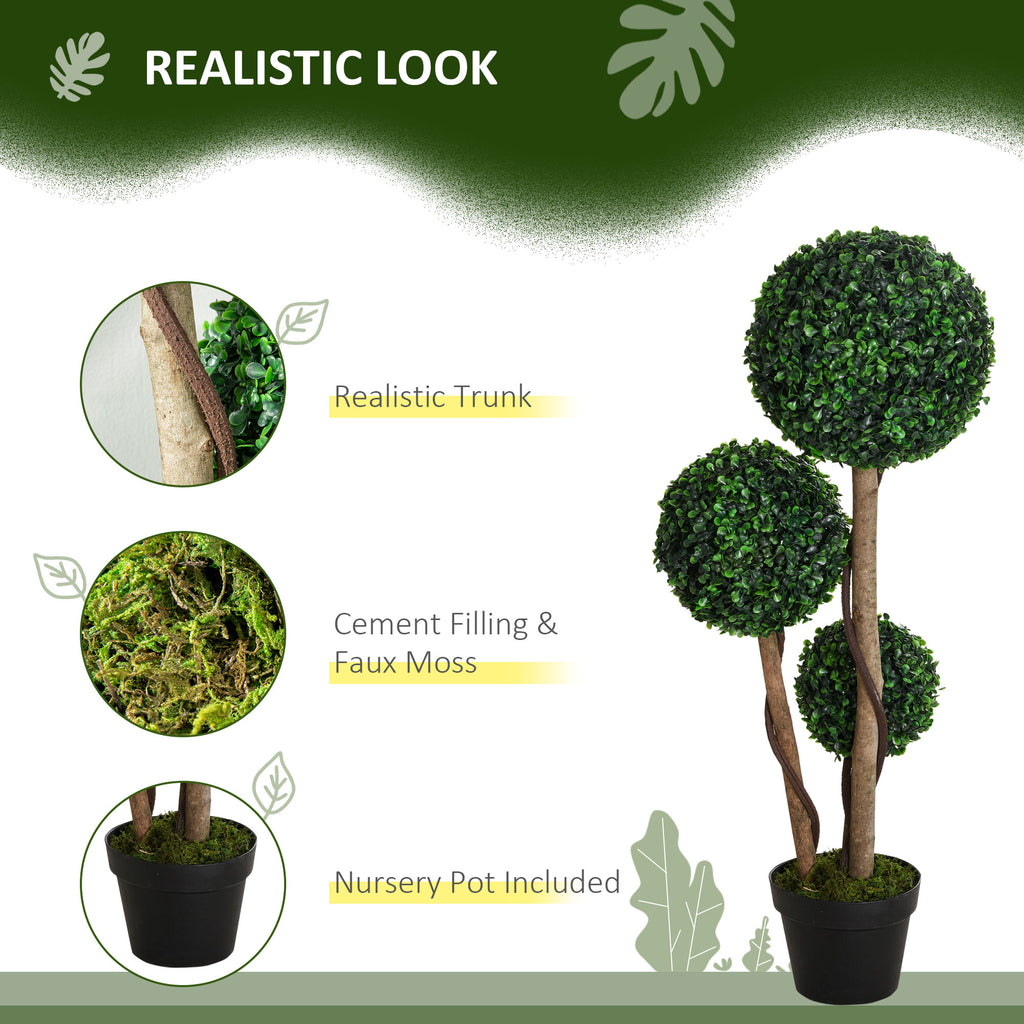 Plant for Home Decor Indoor & Outdoor Plants, Tree in Pot, 3 Ball Boxwood Topiary Tree for Home Office, Living Room Decor, Dark Green - Nook & Nest