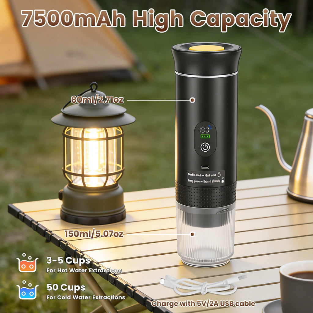 Portable Self-Heating Espresso Maker with 7, 500 mAh Battery - Nook & Nest