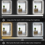 Silver LED Bathroom Mirror, 870 × 680 mm, Dimmable - Nook & Nest