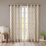 Grommet Curtain Panel – Fretwork Print, 50″×84″, Beige & Grey, Sold In - Nook & Nest