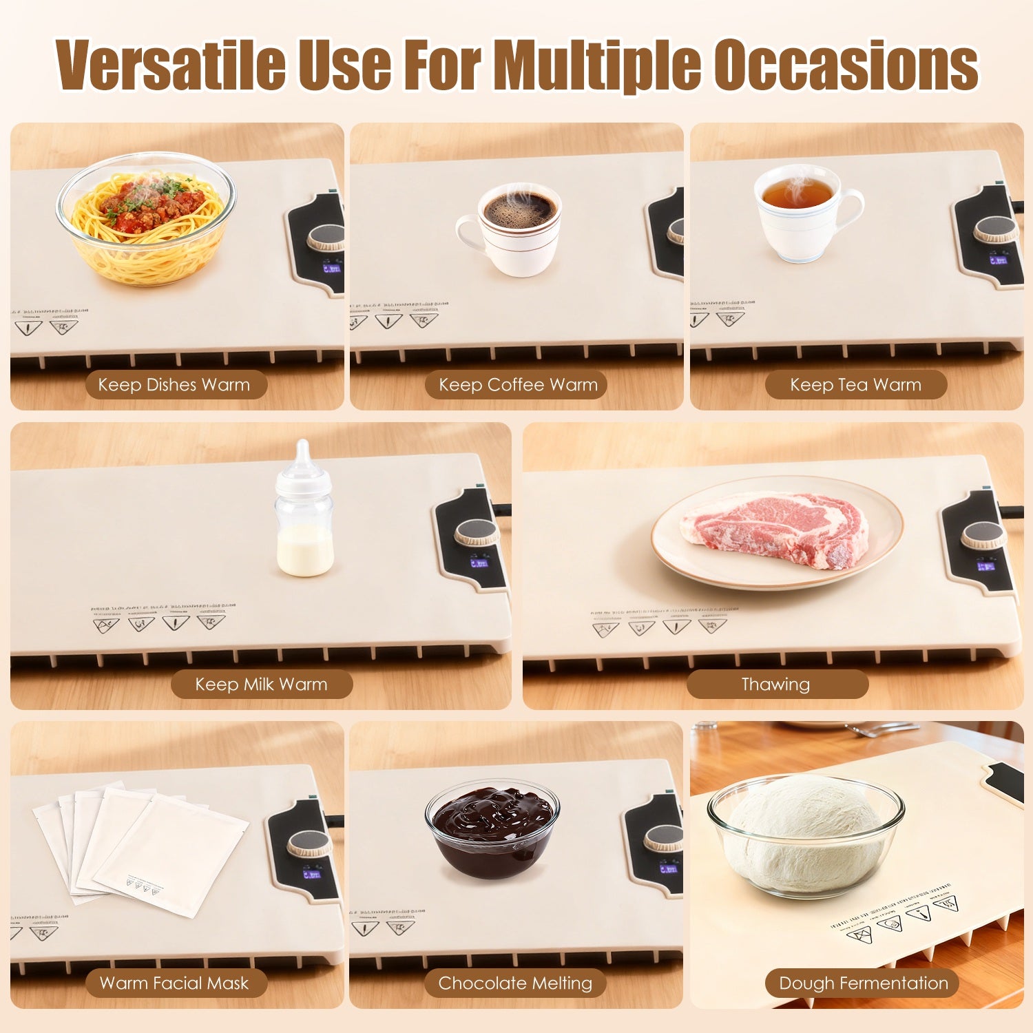 Food Warming Mat 23.6X15.8In 300W Fast Heating Electric Silicone Food Warmer With 14 Temp Levels 10Hrs Timer Settings Roll-Up Portable Hot Plates Heat Pad For Parties Buffet - Nook & Nest