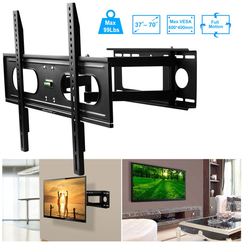 1Pc Full Motion TV Wall Mount Swivel Tilt TV Wall Rack Support 37in To 70in TV Wall Mount Max VESA Up To 600x400mm Holds Up To 99LBS - Nook & Nest