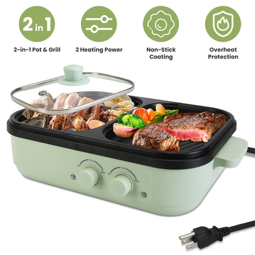 2-in-1 Electric Hot Pot and Grill - Nook & Nest