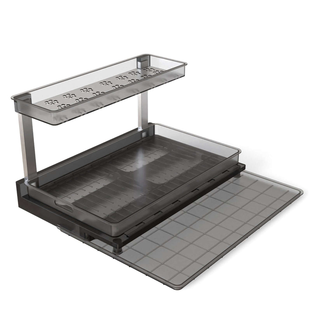 L-Shaped Under Sink Organizer with Pull-Out Drawer – Maximize Space Around Pipes - Nook & Nest