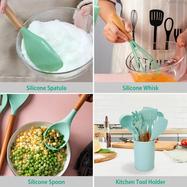 Elevate Your Cooking with Our Premium 11Pcs Silicone Cooking Utensil Set - Nook & Nest