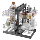 Blind Corner Pull-Out Cabinet Organizer – 4 Chrome Baskets, Swing-Out, Nook & Nest