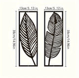 Iron Leaf Wall Art Set of 2 in Rustic Black - Nook & Nest