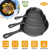 3-Piece Pre-Seasoned Cast Iron Skillet Set, 6/8/10 Inch - Nook & Nest