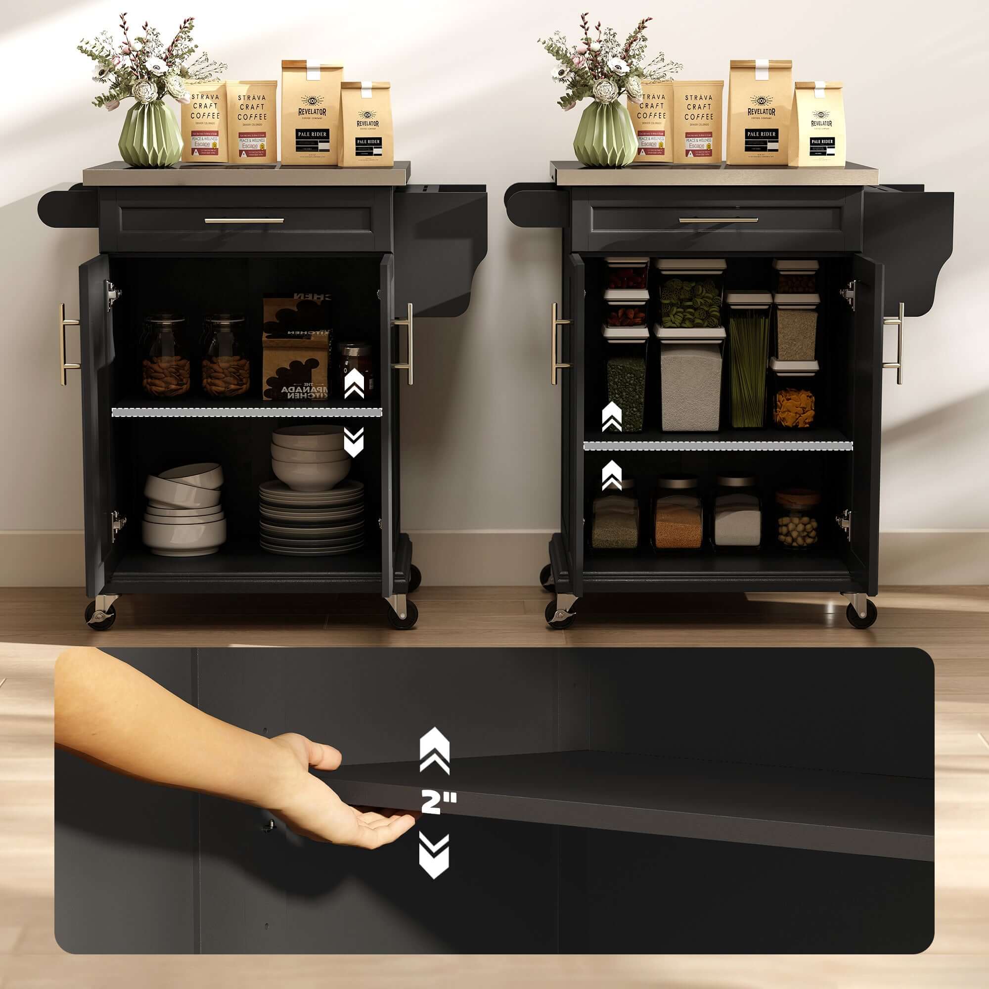 Discover the Ultimate Stainless Steel Kitchen Island Cart - With Drawer, Towel Rack & Spice Rack - Nook & Nest