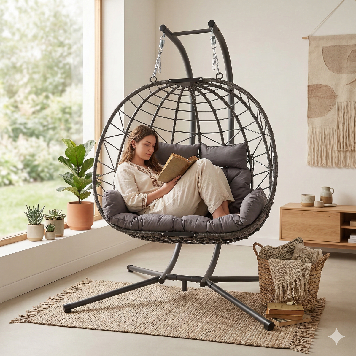 Double Hanging Egg Chair: Your Perfect Relaxation Retreat for Indoors and Outdoors - Nook & Nest