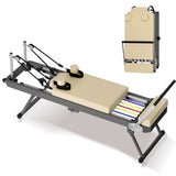 Foldable Pilates Reformer Machine For Home Gym Workout, Foldable Pilates Equipment With High Strength Alloy Springs For Beginners, Up To 330lbs - Nook & Nest