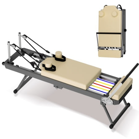 Foldable Pilates Reformer Machine For Home Gym Workout, Foldable Pilates Equipment With High Strength Alloy Springs For Beginners, Up To 330lbs - Nook & Nest