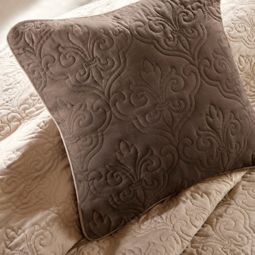 7 Piece Quilt Set With Euro Shams And Throw Pillows Beige FullQueen - Nook & Nest