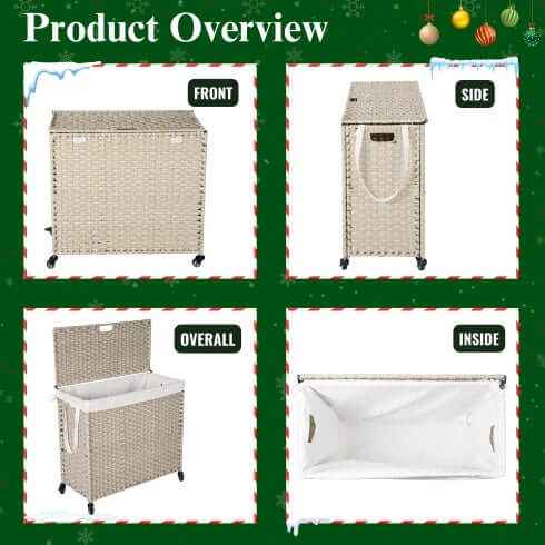 Transform Your Space with Our Large Laundry Hamper with Lid – 160L Light Gray - Nook & Nest