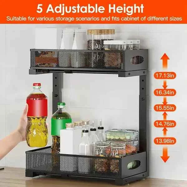 Transform Your Space with Our Pull Out Under Sink Organizer – 2-Tier, Adjustable Height - Nook & Nest