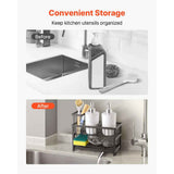 2-Tier Kitchen Sink Organizer Caddy – Rotating Drain Spout, Sponge & B - Nook & Nest