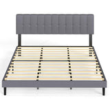 Platform Bed Frame with Padded Headboard and Storage Shelves - Nook & Nest