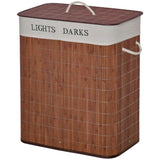 Collapsible Bamboo Laundry Hamper with Lid – 2-Section, 26.4 Gal, Remo - Nook & Nest