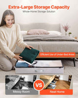 Under Bed Storage Bags – 2-Pack, 45L Each, Clear PVC Lid, Linen, Dual - Nook & Nest