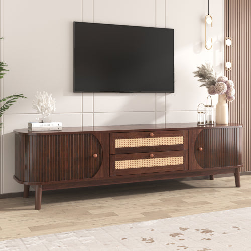 Modern TV Stand For TVs Up To 75'', Farmhouse Media Console, Entertainment Center With Solid Wood Legs, TV Cabinet For Living Room,Home Theatre - Nook & Nest