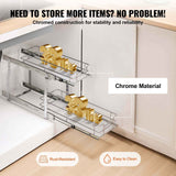 2-Tier Pull-Out Under Sink Organizer – Chrome Wire, Adjustable Divider - Nook & Nest