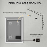 Silver LED Bathroom Mirror, 870 × 680 mm, Dimmable - Nook & Nest