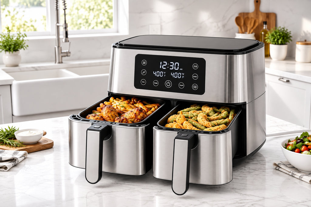 Dual Basket Air Fryer - 9.5 QT, Separate Zone Cooking - Nook & Nest