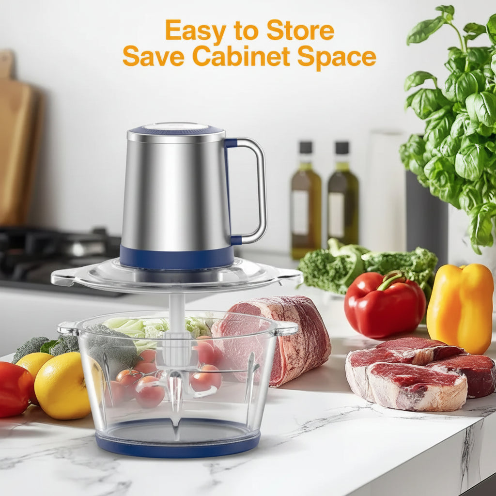 Electric Food Chopper Processor Vegetables Meat Grinder Mixer 2L Glass Clear Bowl - Nook & Nest