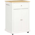 Compact Kitchen Rolling Cart – Elevate Your Culinary Experience with Cream White & Wood Top - Nook & Nest