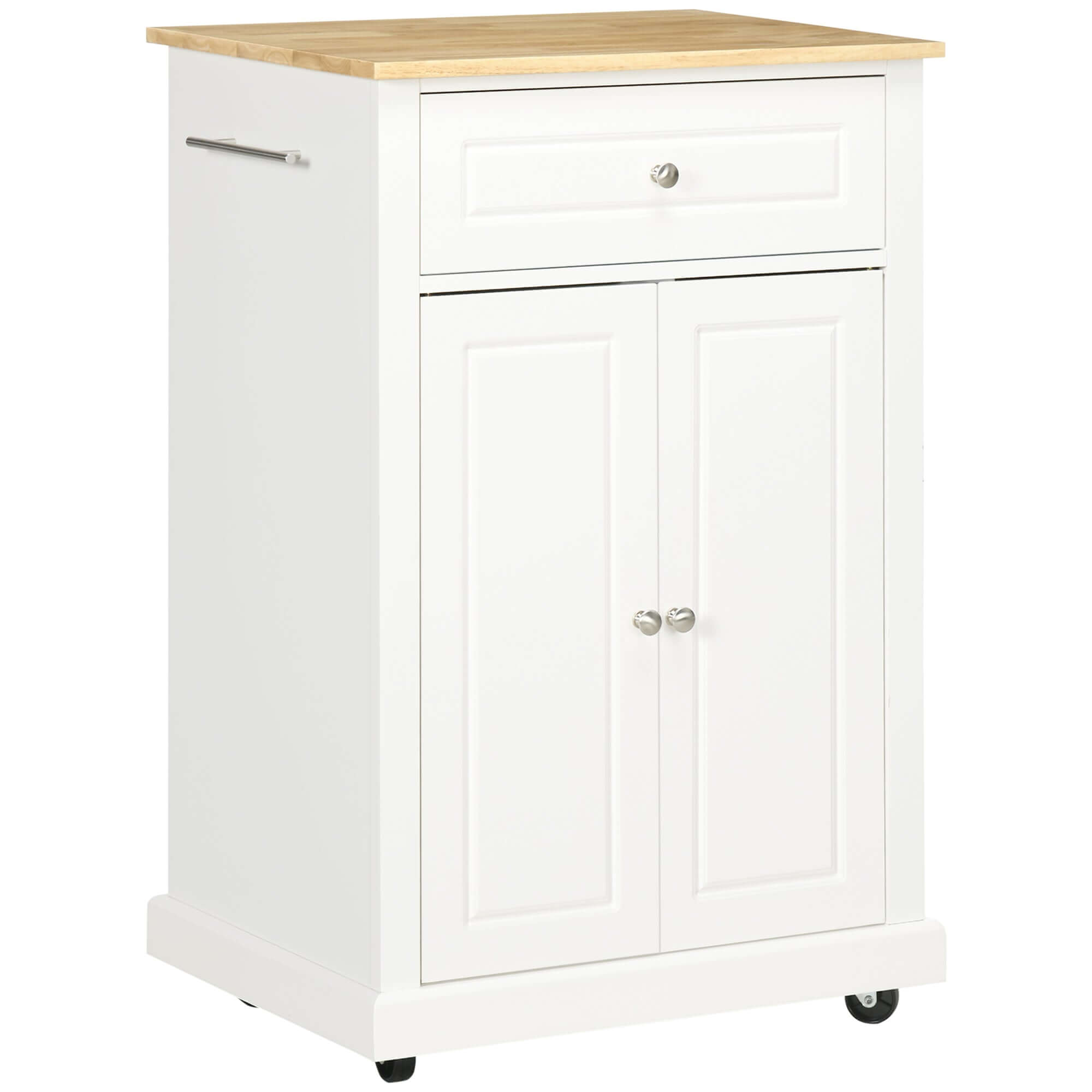 Compact Kitchen Rolling Cart – Elevate Your Culinary Experience with Cream White & Wood Top - Nook & Nest