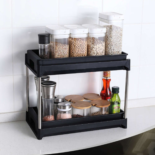 2-Tier Pull-Out Cabinet Organizer – 30-Second No-Tool Install, 2 Bonus - Nook & Nest