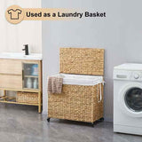 3-Section Rolling Laundry Hamper with Lid & Wheels – 160L, Pre-Sort De - Nook & Nest