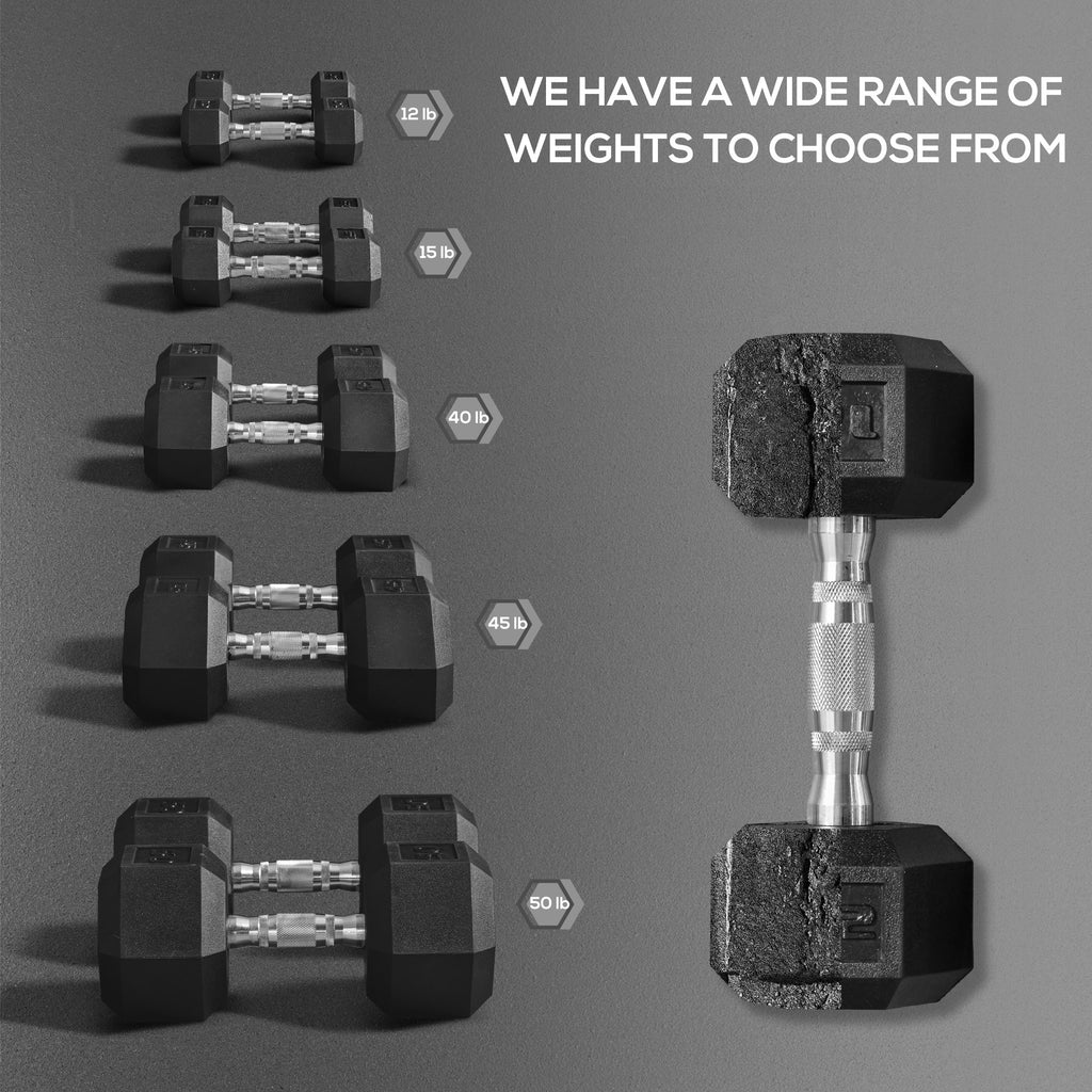 2 x 15lbs Hex Dumbbell Set of 2, Rubber Weights Exercise Fitness Dumbbell with Non-Slip Handles, Anti-roll, for Women or Men Home Gym Workout, Black - Nook & Nest