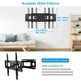 Full-Motion TV Wall Mount – 37–70 in, VESA 600×400, Black - Nook & Nest
