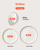 18 PCS Ceramic Dinnerware Set, 6 White - Nook & Nest