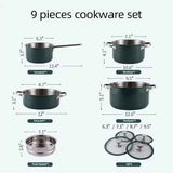 Ceramic Coated Cookware Set – 4 Pieces with Lids, Steamer, Induction C - Nook & Nest