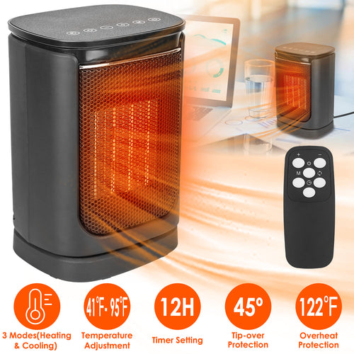 1500W Ceramic Space Heater with Remote and 90° Oscillation - Nook & Nest